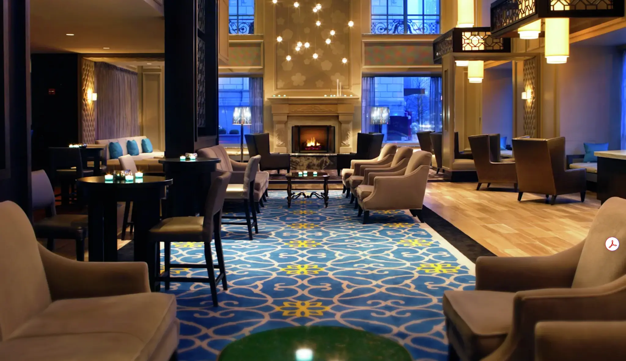 The fireside lounge at 720 Bar & Grill, host of the Day 1 networking night