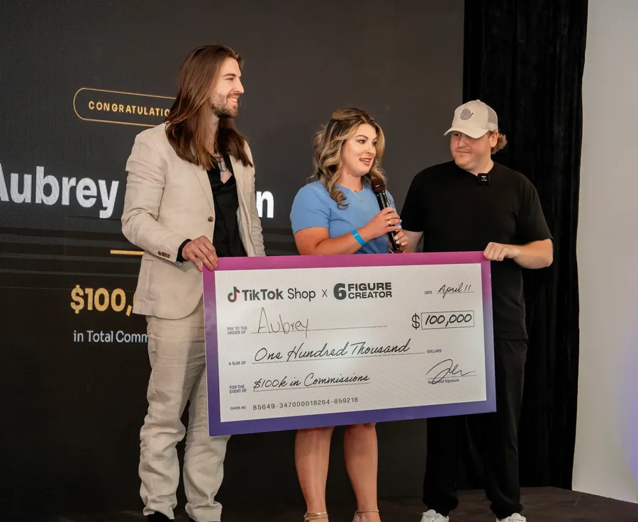 6FC member Aubrey presented with a $100,000 TikTok Shop commission check