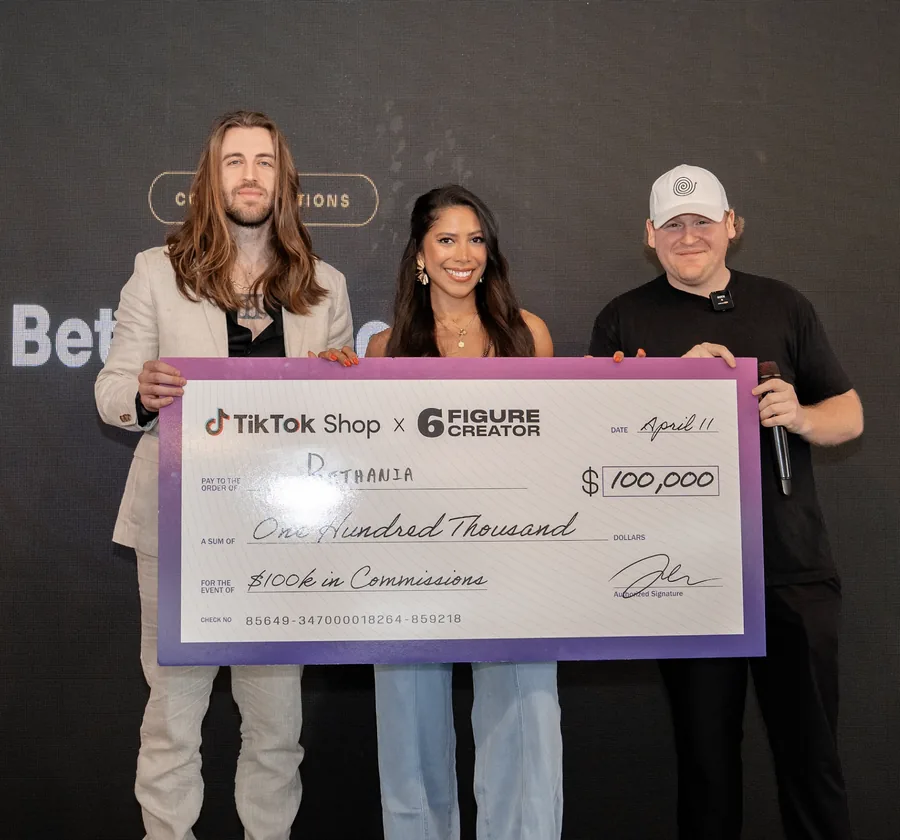 6FC member Bethania presented with a $100,000 TikTok Shop commission check