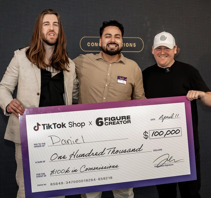 6FC member Daniel presented with a $100,000 TikTok Shop commission check