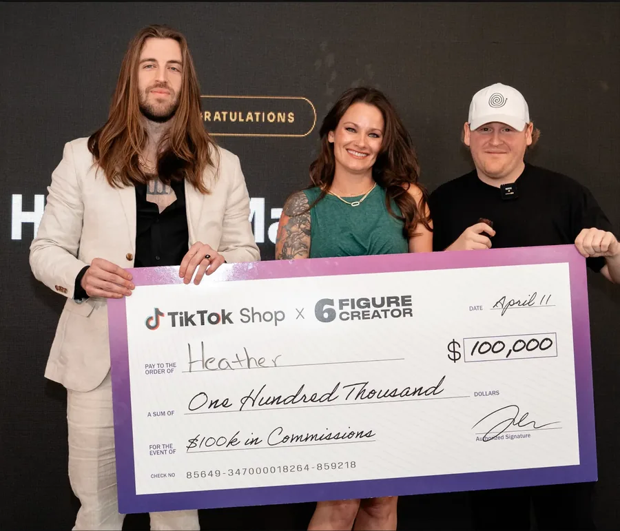 6FC member Heather presented with a $100,000 TikTok Shop commission check