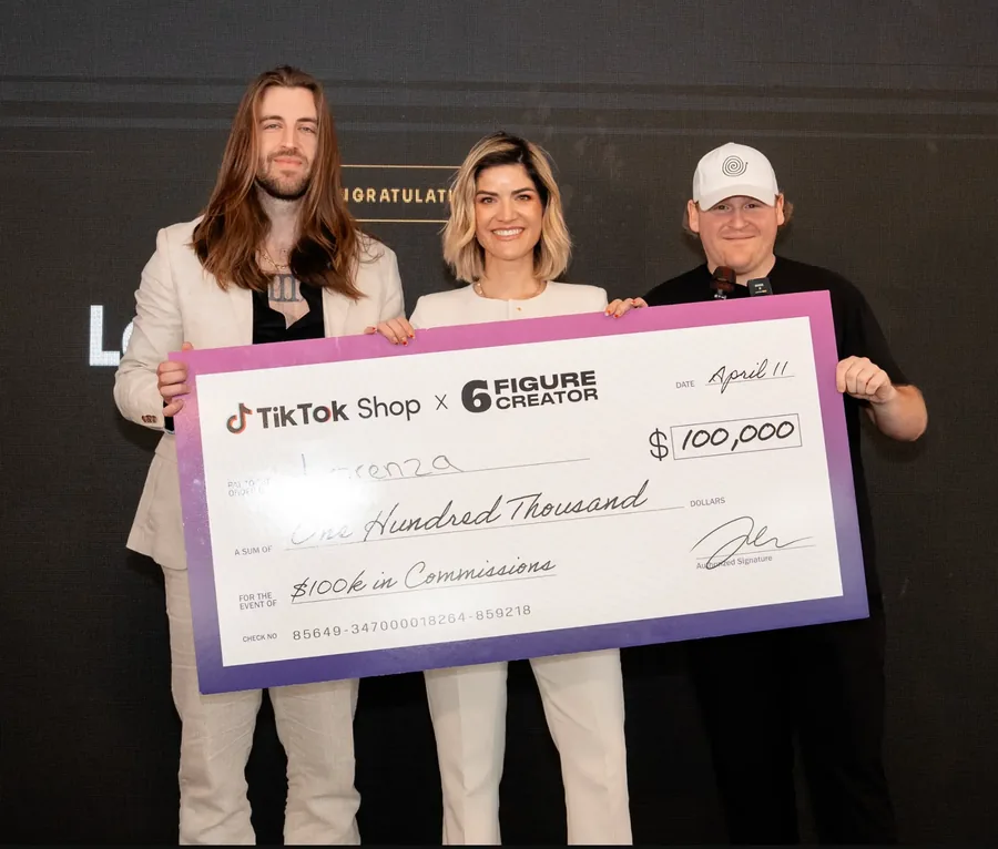 6FC member Lorenza presented with a $100,000 TikTok Shop commission check