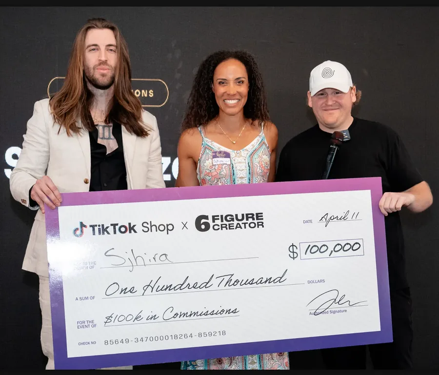 6FC member Sjhira presented with a $100,000 TikTok Shop commission check